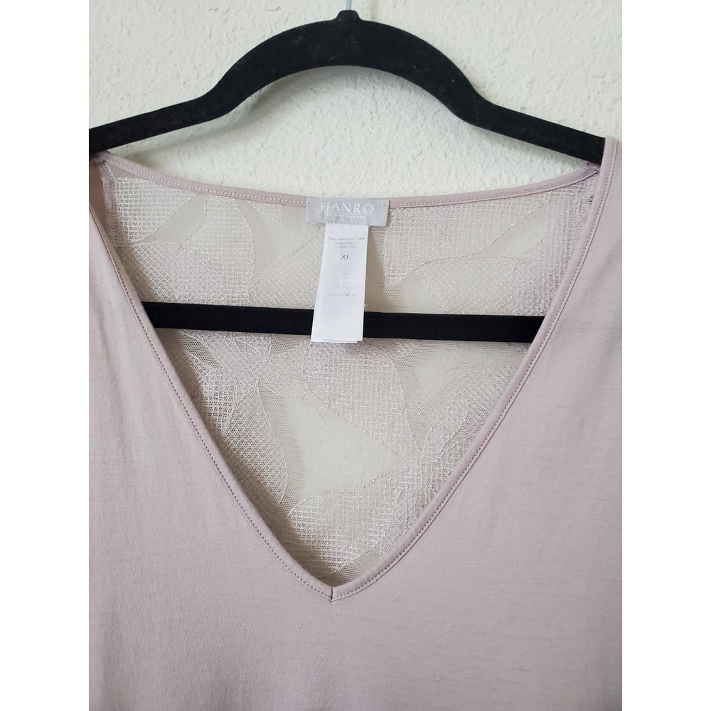 Hanro‎ Switzerland Cotton Nightgown XL Pink V-Neck Mesh Embroidered Back - Picture 9 of 10